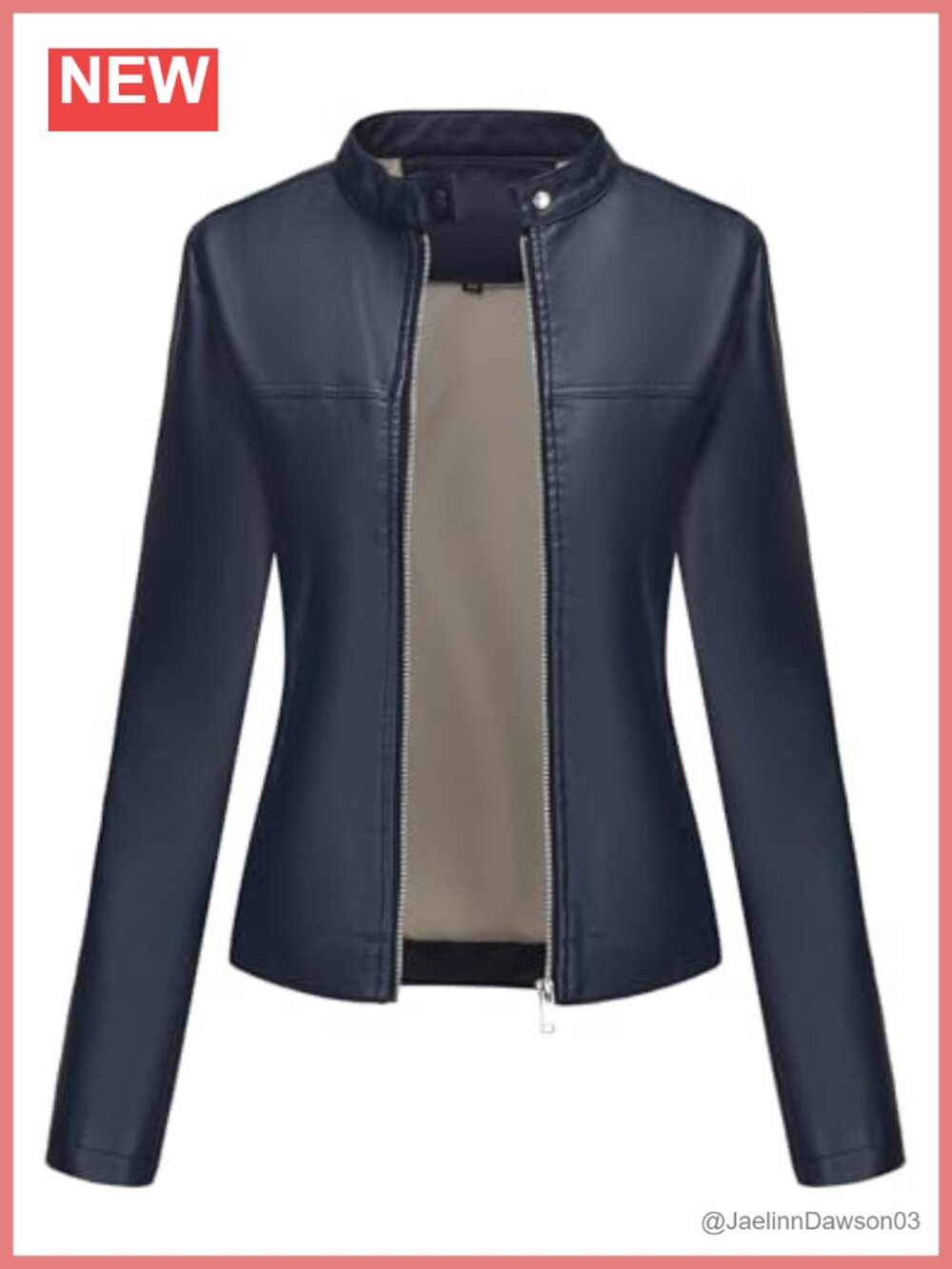 Faux Leather Jacket Women Moto Biker Bomber Zip Coat